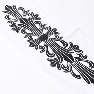 新品未使用 CHROME HEARTS クロムハーツ 香港限定 ホースシュー フローラル ロングスリーブTシャツ Lサイズ ホワイト フローラルクロス 中古 4a007896