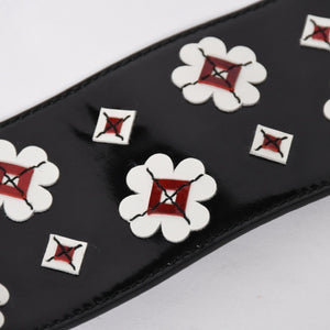 Very Good Condition PRADA Belt 1C5663 Made in Italy Patent Leather Enamel Black White Wine Red Size 85/34 Used 4a007905