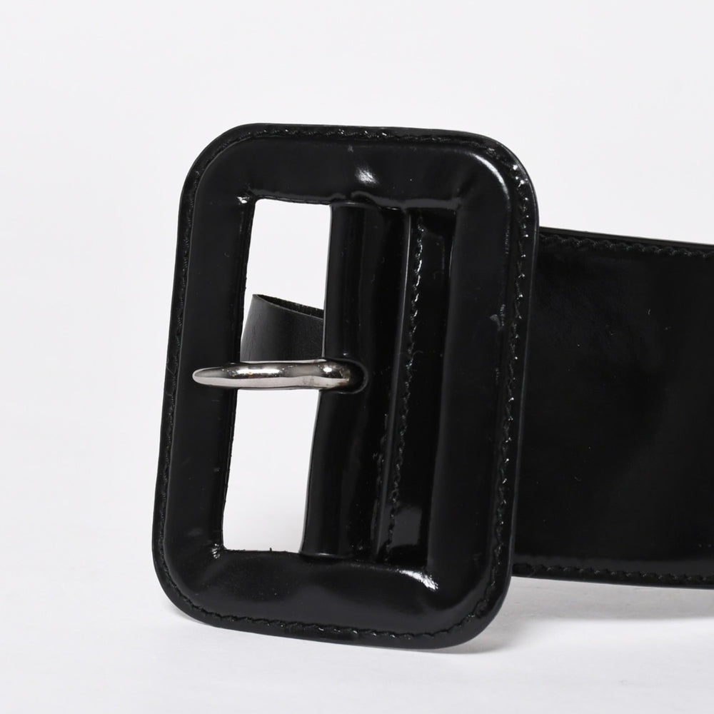 Very Good Condition PRADA Belt 1C5663 Made in Italy Patent Leather Enamel Black White Wine Red Size 85/34 Used 4a007905