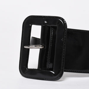 Very Good Condition PRADA Belt 1C5663 Made in Italy Patent Leather Enamel Black White Wine Red Size 85/34 Used 4a007905
