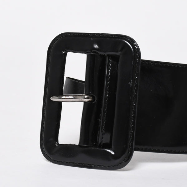 Very Good Condition PRADA Belt 1C5663 Made in Italy Patent Leather Enamel Black White Wine Red Size 85/34 Used 4a007905