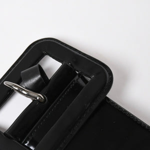 Very Good Condition PRADA Belt 1C5663 Made in Italy Patent Leather Enamel Black White Wine Red Size 85/34 Used 4a007905