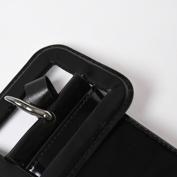 Very Good Condition PRADA Belt 1C5663 Made in Italy Patent Leather Enamel Black White Wine Red Size 85/34 Used 4a007905