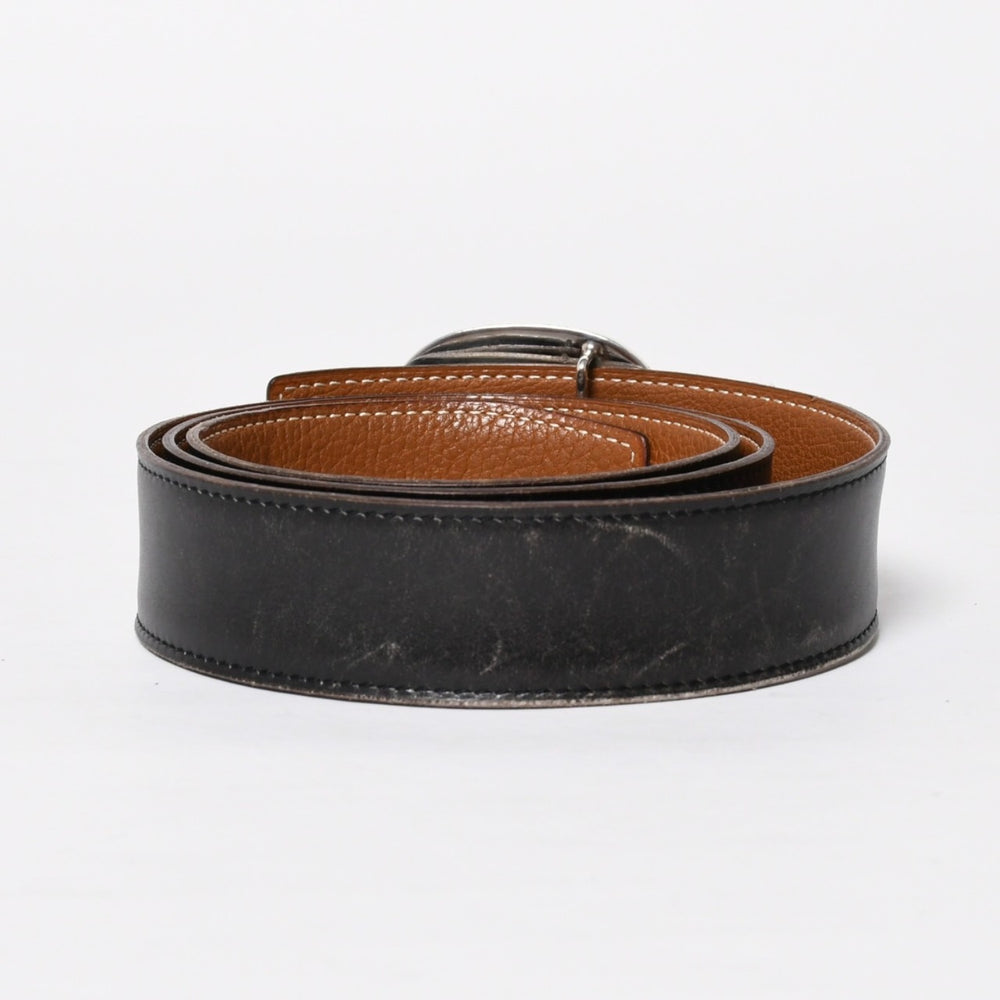 HERMES Hermes Touareg Belt Leather Silver 925 Black Silver Metal Fittings Size 95cm Good Condition Used 4a007912