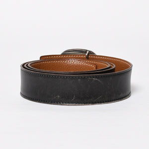 HERMES Hermes Touareg Belt Leather Silver 925 Black Silver Metal Fittings Size 95cm Good Condition Used 4a007912