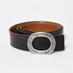 HERMES Hermes Touareg Belt Leather Silver 925 Black Silver Metal Fittings Size 95cm Good Condition Used 4a007912