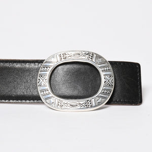 HERMES Hermes Touareg Belt Leather Silver 925 Black Silver Metal Fittings Size 95cm Good Condition Used 4a007912