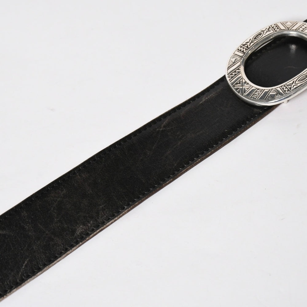 HERMES Hermes Touareg Belt Leather Silver 925 Black Silver Metal Fittings Size 95cm Good Condition Used 4a007912
