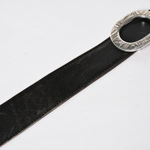 HERMES Hermes Touareg Belt Leather Silver 925 Black Silver Metal Fittings Size 95cm Good Condition Used 4a007912