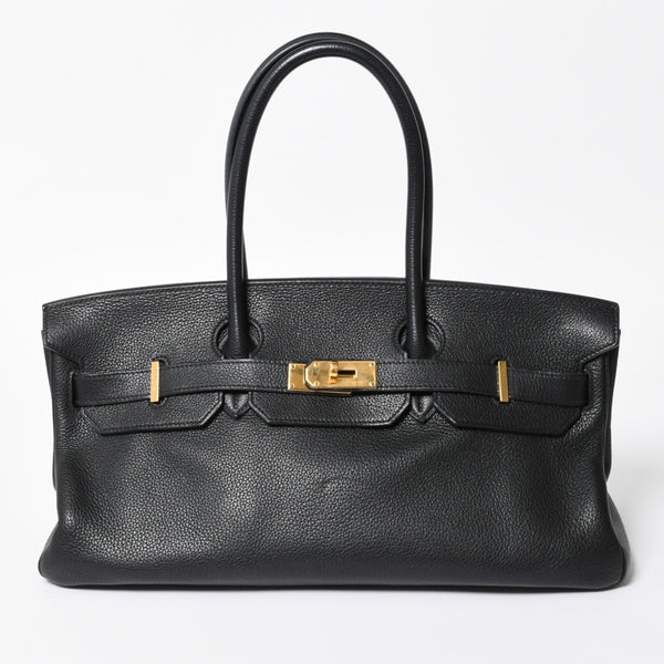 極美品 HERMES エルメス ショルダーバーキン トリヨンクレマンス ◻︎M刻 ゴルチェ期 ブラック ゴールド金具 中古 4a007919