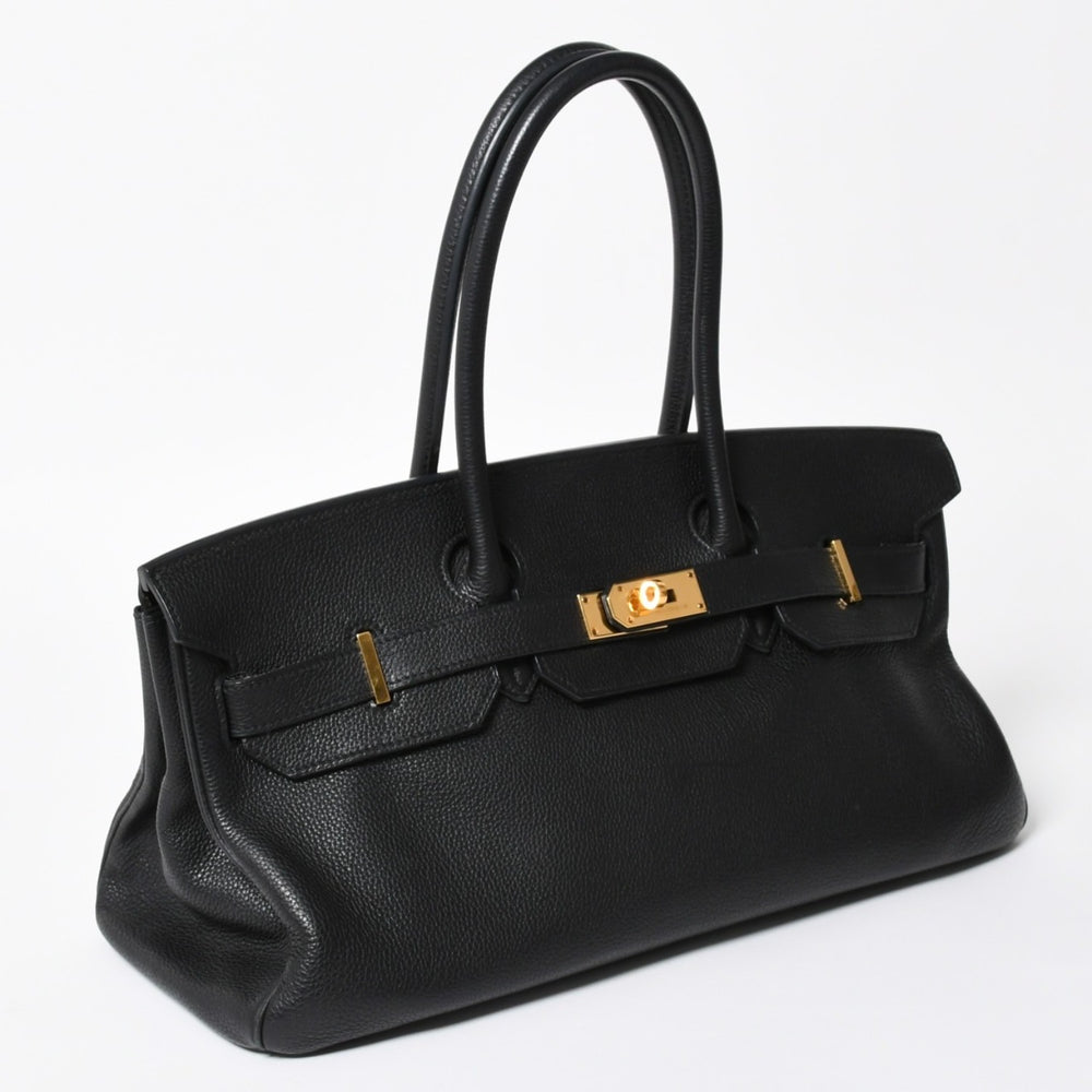 極美品 HERMES エルメス ショルダーバーキン トリヨンクレマンス ◻︎M刻 ゴルチェ期 ブラック ゴールド金具 中古 4a007919