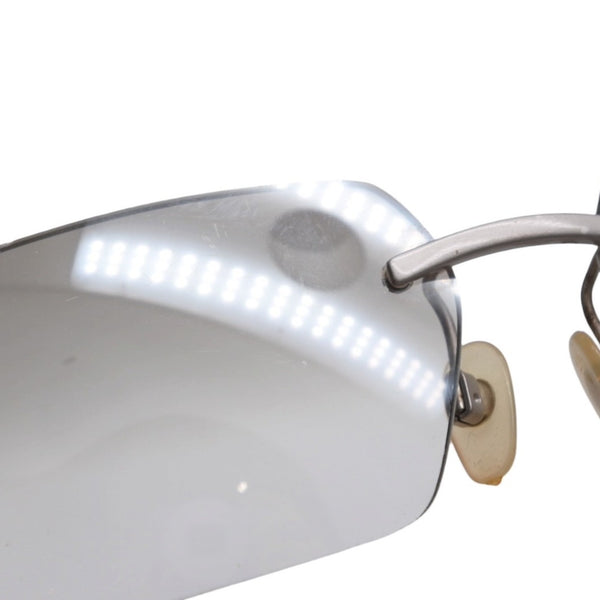 CHANEL Rimless Sunglasses Eyewear Size 120 Coco Mark Silver Gray Rhinestone Plastic Good Condition Used 4a001009