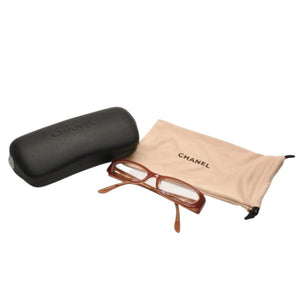 極美品 CHANEL シャネル 伊達メガネ アイウェア 3129-H-B c.833 サイズ51□16 135 ココマーク ラインストーン ブラウン 中古 4a000793
