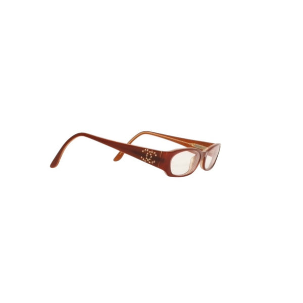 極美品 CHANEL シャネル 伊達メガネ アイウェア 3129-H-B c.833 サイズ51□16 135 ココマーク ラインストーン ブラウン 中古 4a000793