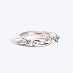 極美品 CHROME HEARTS クロムハーツ SCROLL BAND RING スクロール バンド リング 重量約9.34g サイズ16.5号 シルバー925 中古 4a007926