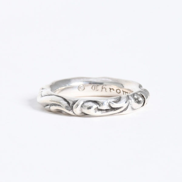極美品 CHROME HEARTS クロムハーツ SCROLL BAND RING スクロール バンド リング 重量約9.34g サイズ16.5号 シルバー925 中古 4a007926