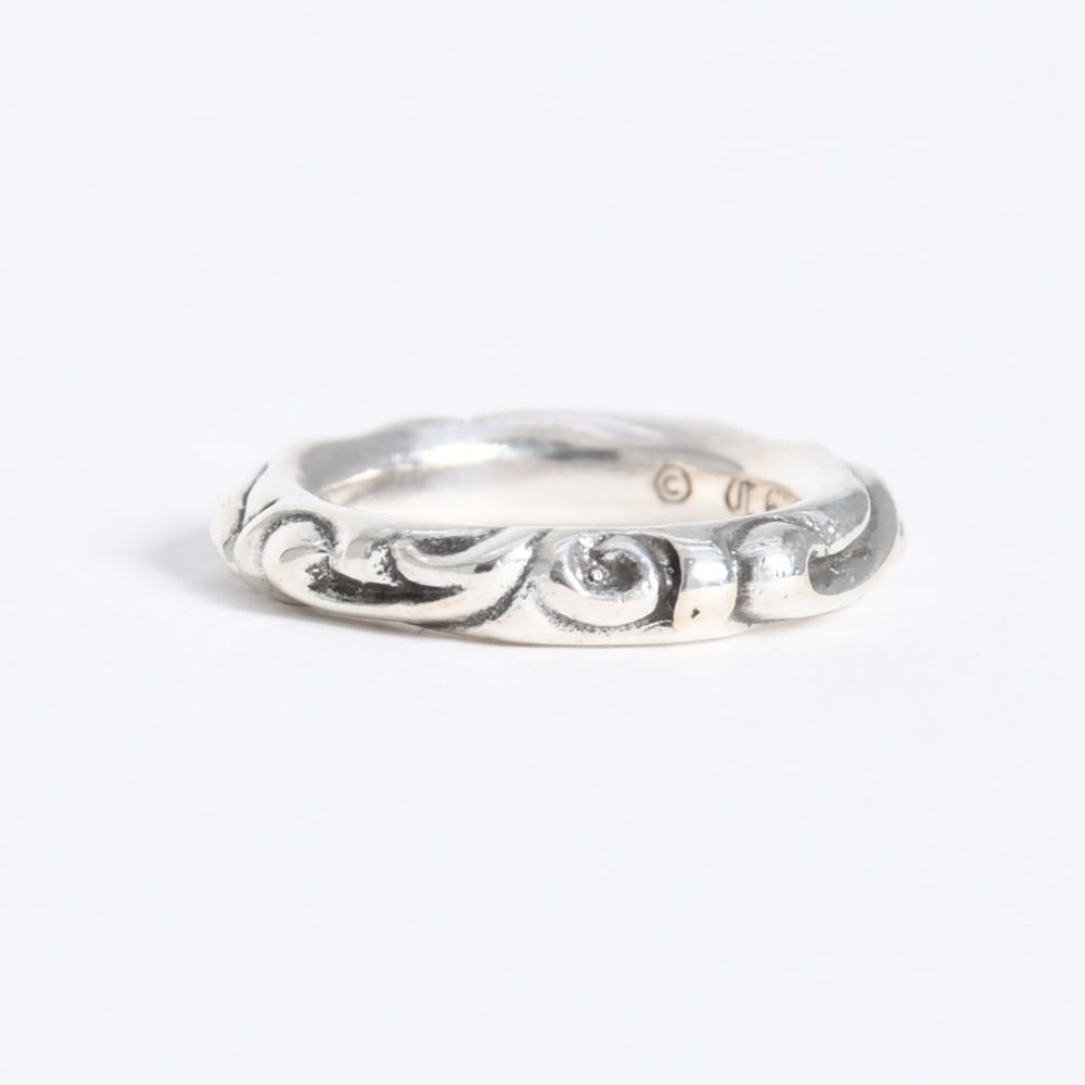 極美品 CHROME HEARTS クロムハーツ SCROLL BAND RING スクロール バンド リング 重量約9.34g サイズ16.5号 シルバー925 中古 4a007926