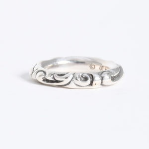 極美品 CHROME HEARTS クロムハーツ SCROLL BAND RING スクロール バンド リング 重量約9.34g サイズ16.5号 シルバー925 中古 4a007926