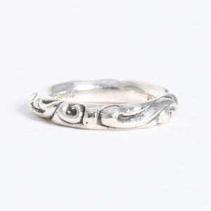 極美品 CHROME HEARTS クロムハーツ SCROLL BAND RING スクロール バンド リング 重量約9.34g サイズ16.5号 シルバー925 中古 4a007926