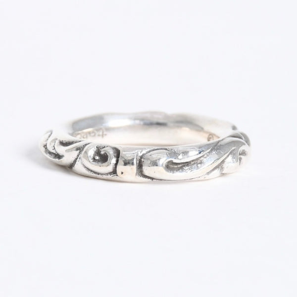 極美品 CHROME HEARTS クロムハーツ SCROLL BAND RING スクロール バンド リング 重量約9.34g サイズ16.5号 シルバー925 中古 4a007926