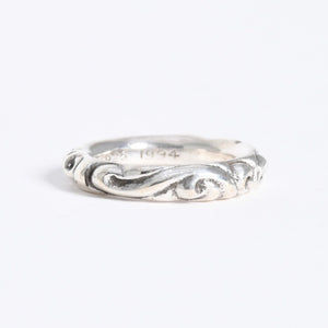 極美品 CHROME HEARTS クロムハーツ SCROLL BAND RING スクロール バンド リング 重量約9.34g サイズ16.5号 シルバー925 中古 4a007926