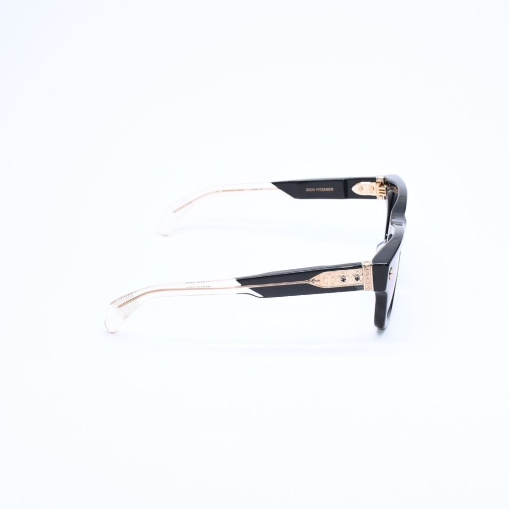 CHROME HEARTS クロムハーツ DICK FITZENER 伊達メガネ アイウェア サイズ51□20-147 CHプラス ブラック 美品 中古 4a007934