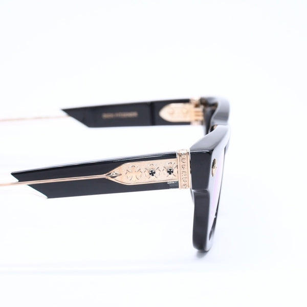 CHROME HEARTS クロムハーツ DICK FITZENER 伊達メガネ アイウェア サイズ51□20-147 CHプラス ブラック 美品 中古 4a007934