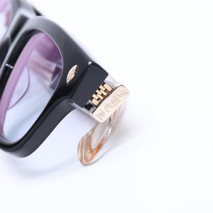 CHROME HEARTS クロムハーツ DICK FITZENER 伊達メガネ アイウェア サイズ51□20-147 CHプラス ブラック 美品 中古 4a007934