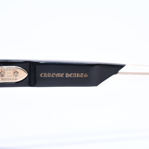 CHROME HEARTS クロムハーツ DICK FITZENER 伊達メガネ アイウェア サイズ51□20-147 CHプラス ブラック 美品 中古 4a007934