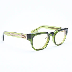 極美品 CHROME HEARTS クロムハーツ CUNTVOLUTED サングラス サイズ49□23-147 ダガー装飾 BSフレア クリアグリーン イエロー 中古 4a007949