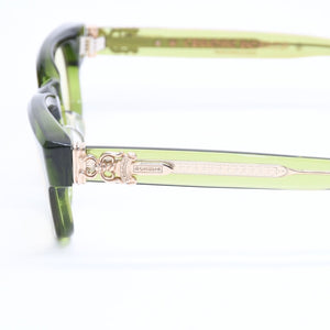 極美品 CHROME HEARTS クロムハーツ CUNTVOLUTED サングラス サイズ49□23-147 ダガー装飾 BSフレア クリアグリーン イエロー 中古 4a007949