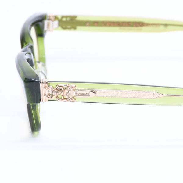 極美品 CHROME HEARTS クロムハーツ CUNTVOLUTED サングラス サイズ49□23-147 ダガー装飾 BSフレア クリアグリーン イエロー 中古 4a007949