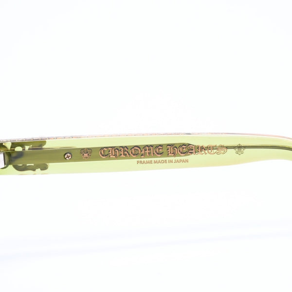 極美品 CHROME HEARTS クロムハーツ CUNTVOLUTED サングラス サイズ49□23-147 ダガー装飾 BSフレア クリアグリーン イエロー 中古 4a007949