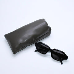 極美品 LOEWE ロエベ レクタンギュラー スリム サングラス LW40157U サイズ51◻︎17 140 ブラック グレー アイウェア ゴールド金具 中古 4a007958