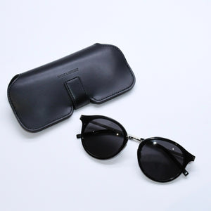 極美品 SAINT LAURENT サンローラン ボストン型サングラス SL 57 サイズ49□21 140 ブラック アイウェア シルバー金具 中古 4a007960