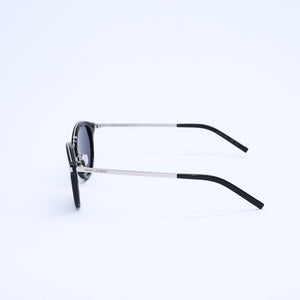 極美品 SAINT LAURENT サンローラン ボストン型サングラス SL 57 サイズ49□21 140 ブラック アイウェア シルバー金具 中古 4a007960