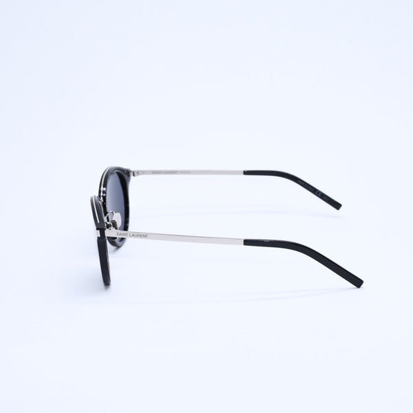 極美品 SAINT LAURENT サンローラン ボストン型サングラス SL 57 サイズ49□21 140 ブラック アイウェア シルバー金具 中古 4a007960