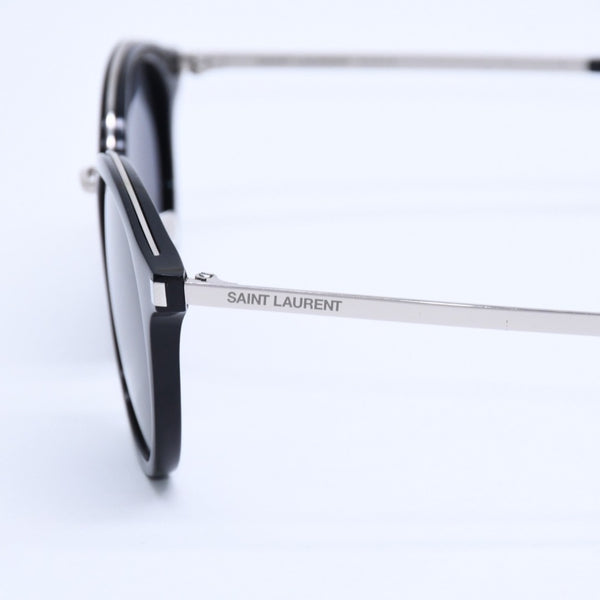 極美品 SAINT LAURENT サンローラン ボストン型サングラス SL 57 サイズ49□21 140 ブラック アイウェア シルバー金具 中古 4a007960