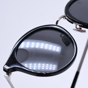 極美品 SAINT LAURENT サンローラン ボストン型サングラス SL 57 サイズ49□21 140 ブラック アイウェア シルバー金具 中古 4a007960