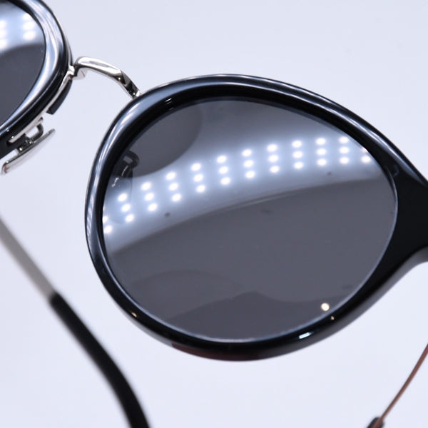 極美品 SAINT LAURENT サンローラン ボストン型サングラス SL 57 サイズ49□21 140 ブラック アイウェア シルバー金具 中古 4a007960