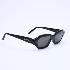 極美品 LOEWE ロエベ レクタンギュラー スリム サングラス LW40157U サイズ51◻︎17 140 ブラック グレー アイウェア ゴールド金具 中古 4a007958