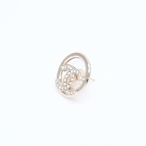 極美品 CHANEL シャネル ココマーク サークル ピアス 両耳用 22A刻印 重量5.47g GP ラインストーン ゴールド金具 中古 4a007938