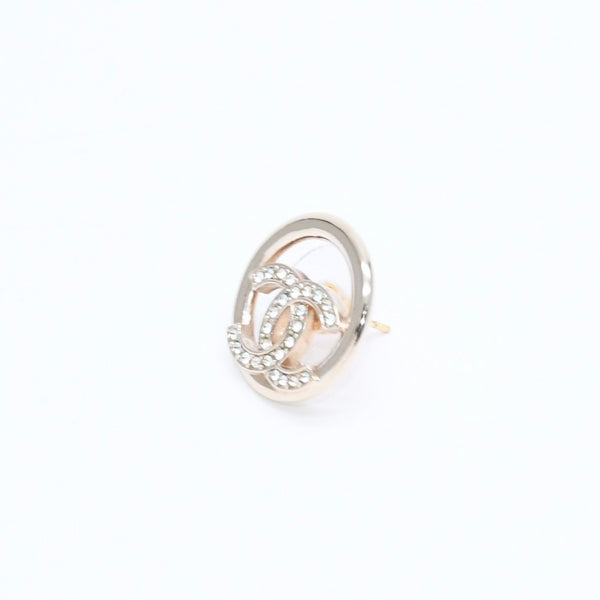 極美品 CHANEL シャネル ココマーク サークル ピアス 両耳用 22A刻印 重量5.47g GP ラインストーン ゴールド金具 中古 4a007938