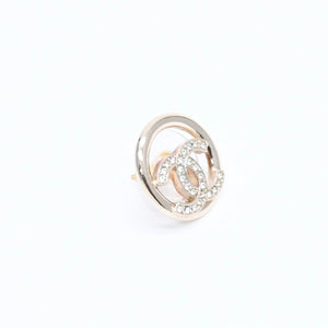 極美品 CHANEL シャネル ココマーク サークル ピアス 両耳用 22A刻印 重量5.47g GP ラインストーン ゴールド金具 中古 4a007938