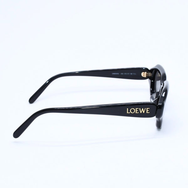 極美品 LOEWE ロエベ レクタンギュラー スリム サングラス LW40157U サイズ51◻︎17 140 ブラック グレー アイウェア ゴールド金具 中古 4a007958