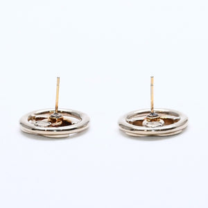 極美品 CHANEL シャネル ココマーク サークル ピアス 両耳用 22A刻印 重量5.47g GP ラインストーン ゴールド金具 中古 4a007938