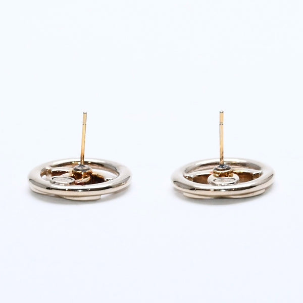 極美品 CHANEL シャネル ココマーク サークル ピアス 両耳用 22A刻印 重量5.47g GP ラインストーン ゴールド金具 中古 4a007938