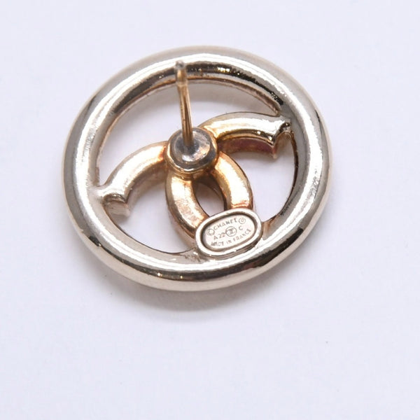 極美品 CHANEL シャネル ココマーク サークル ピアス 両耳用 22A刻印 重量5.47g GP ラインストーン ゴールド金具 中古 4a007938