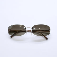 極美品 CHANEL シャネル リムレスサングラス 4067 サイズ57□18 130 c.224/54 ブラウン アセテート ココマーク ゴールド金具 中古 4a007970