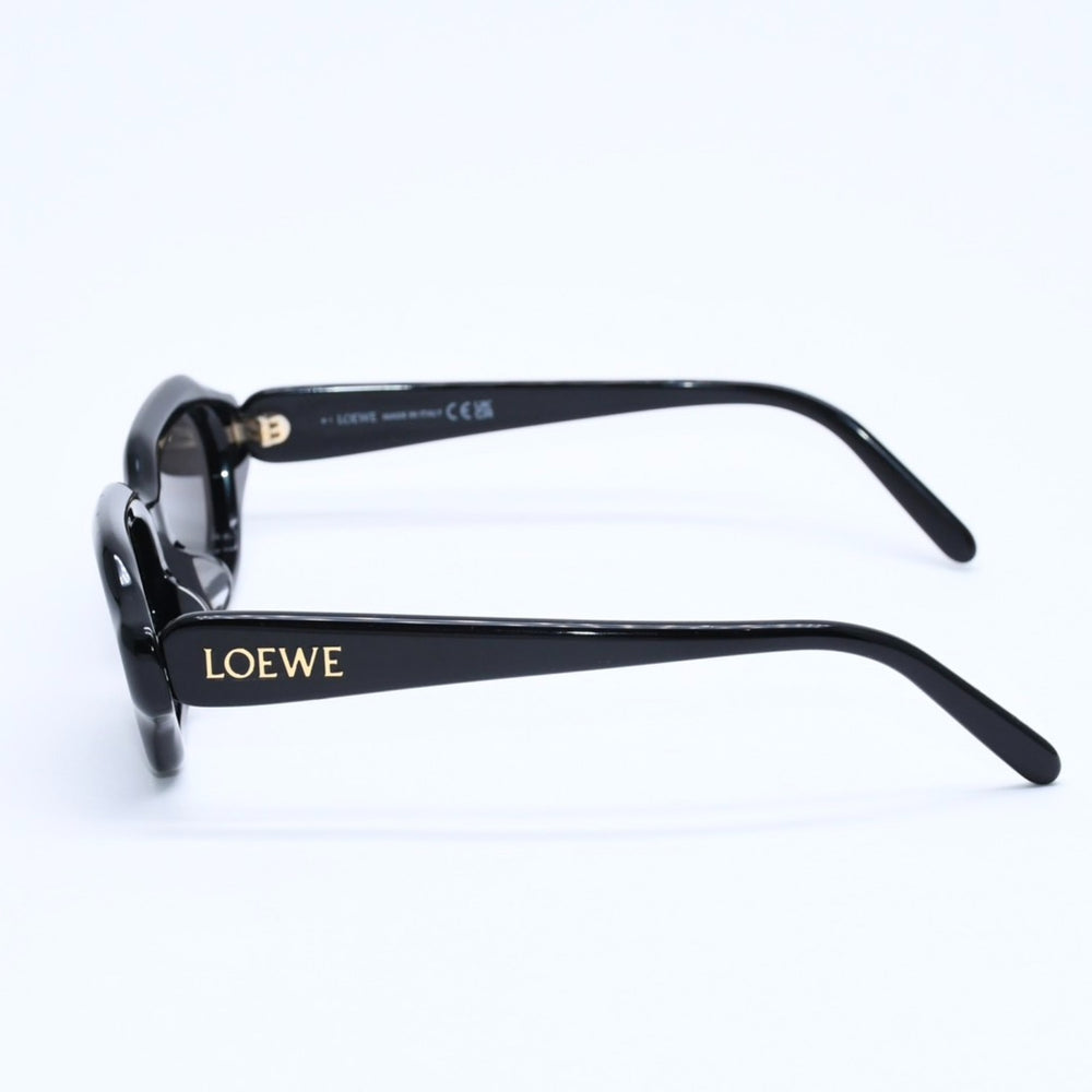 極美品 LOEWE ロエベ レクタンギュラー スリム サングラス LW40157U サイズ51◻︎17 140 ブラック グレー アイウェア ゴールド金具 中古 4a007958